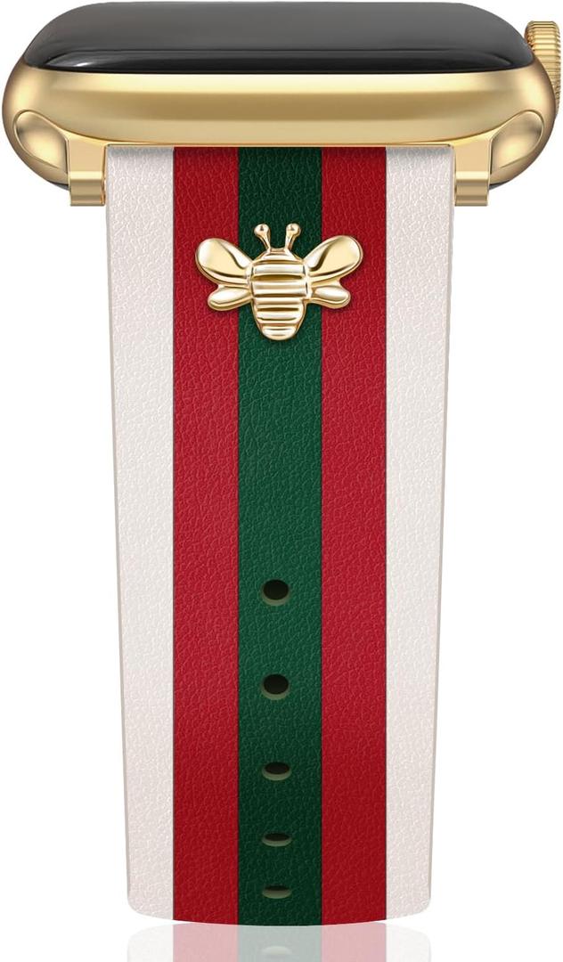 MOINSPIRE Designer Leather Bands with Charms Compatible with Apple Watch 38mm 40mm 41mm 42mm(S11/10) 44mm 45mm 46mm 49mm Women Men Strap for iWatch Series 11/10/9/8/7/6/5/4/3/2/1 SE 1/2/3 Ultra 1/2/3