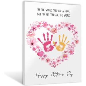 MIKAYENUS Happy Mother's Day Handprint Craft & Art Activity - DIY Handprint Gifts For Grandparents, Mom From Kid, Son, Daughter - First Mothers Day Gifts For Mom From Kids Arts And Crafts