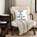 Kids Memory Throw Pillow 18x18  Things My Kids Said & Did Quote Cushion for Moms, Sentimental Keepsake Decorative Pillow for Family Room or Bedroom
