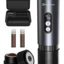 Maestri House 150W Espresso Maker with 2-3 Min Fast Self-Heating, Portable Travel Espresso Coffee Machine with Bag, Small Tea Cup Also Holder for NS Capsule & Ground Coffee for Car Camping, RV, Hiking