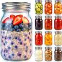 12 Pack 32 OZ Glass Food Storage Jars with Separable Airtight Lids, Wide-Mouth Mason Jars for Pickling, Fermentation, Canning, Microwave & Dishwasher Safe (32oz - 12 Pack)