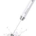 Maestri House Rechargeable Milk Frother, LunaFro NS Handheld Electric Foam Maker Waterproof Detachable Stainless Steel Whisk Drink Mixer Foamer for Lattes, Cappuccino, No Stand (White)