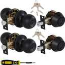 Lanwandeng (2 Sets) All Keyed Same Entry Knobs&Single Cylinder Deadbolt for Exterior Front Doors, Matte Black Finish Entry Door Lock with Same Keys