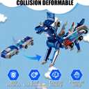 Magnetic Dinosaur Car Toy - 2 in 1 Crash & Transform Vehicle to Dino, No Battery Needed for Kids Age 3-12, Birthday Gift (Blue Dragon)