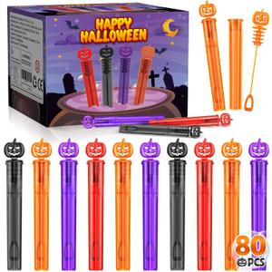 SpringFlower 80 PCS Halloween Party Favor For Kids, Halloween Mini Bubble Wands Halloween Gifts For Trick Or Treating, School Classroom Rewards, Goodie Bag Fillers
