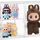 Acrylic Display Case for Collectibles, 2 Pack Figure Clear Display Cases, 3 Adjustable Layers with a Removable Divider Storage Box with Magnetic Door,Large