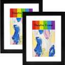 2 Packs, 8.5x11 Black Theatre Frame with Double White Mats, Real Glass, Theatre Bill Frame, Holds 5.5x8.5-inch Media, 7/8 inch deep moulding, Wall or Tabletop Display