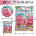 3 x Hzppyz Happy Easter Sea Pink Chair Garden Flag Double Sided