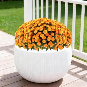 Coreland Artificial Flowers for Outdoor Decoration, 12 Bundles Realistic Fake Flowers UV Resistant Silk Marigold Faux Plants for Garden Patio Outside Planter Window Balcony Decor