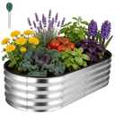 Chiyhshaa Galvanized Raised Garden Bed 6x3x1ft, Rust-Resistant Metal Oval Planter Box Outdoor, Easy Assembly Planting Bed Kit for Vegetables, Fruits, Herbs - Silver