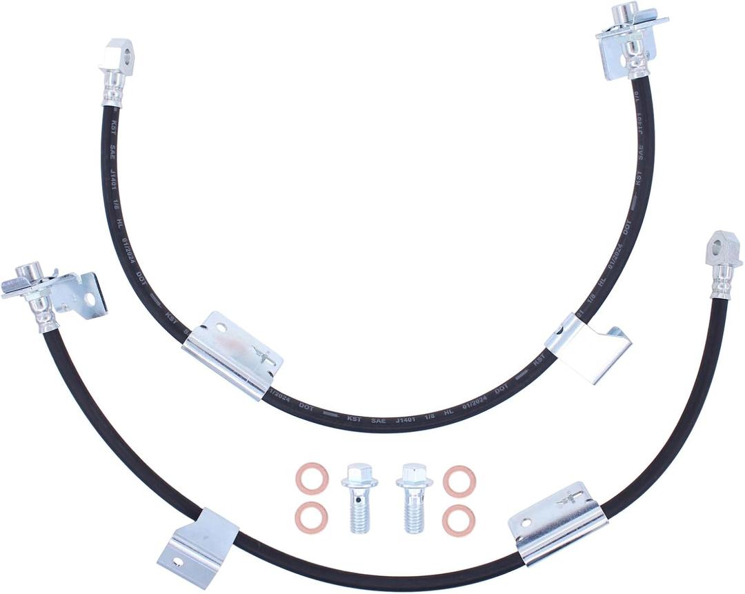 NewYall Front Left and Right Brake Hydraulic Hose for Chevrolet Avalanche Silverado Suburban 1500 Tahoe for GMC Sierra 1500 Yukon for Cadillac Escalade 1999-2007