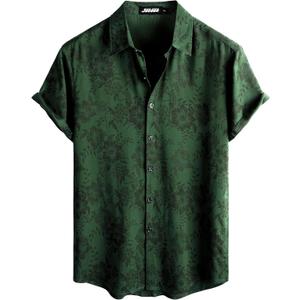 JOTOOK Mens Hawaiian Shirt Short Sleeve Button Down Tropical Shirts Casual Floral Summer Beach Shirt, XL