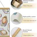 VIYYIEA Wooden Framed Canvas Wall Art Prints, Oysters Portable Hanging Posters, Summer Wall Decor Paintings Picture, Suit for Home Kitchen Office Living room Bedroom Bathroom - 16L x 12W