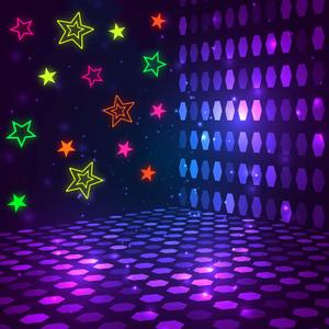 48 Pieces Neon Glow Star Stickers Colorful Hollow Star Stickers Glow Twinkle Cutouts Party Supplies Hanging Decor for Neon Birthday Party Graduation Wedding Ramadan