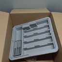 Silverware Drawer Organizer for Kitchen, Adjustable Utensil Drawer Organizer with 2 Knife Block, BPA Free Flatware and Cutlery Holder, Expandable Plastic Storage for Spoons Forks Knives(Grey)