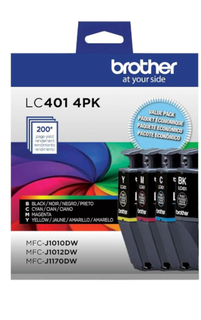 Brother Genuine LC4014PKS Standard Yield 4Pack Ink Cartridges – Includes 1 Cartridge Each of Black, Cyan, Magenta and Yellow