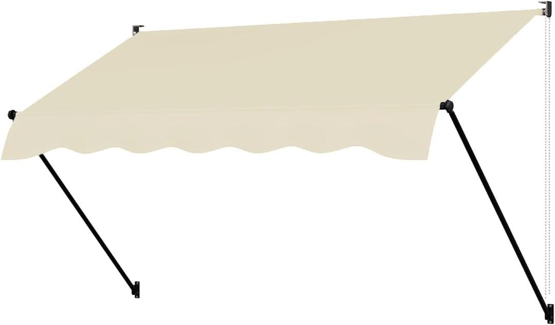 STEELAID Manual Retractable Awning | 60” Screw-in Outdoor Sun Shade | Adjustable Pergola Shade Cover w/UV Protection| 100% Polyester Waterproof Outdoor Canopy for Windows & Doors, 60" length