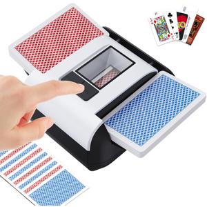 Automatic Card Shuffler - One-Press AUTO & Manual Mode, Electric Shuffling Machine for 1-2 Decks, Low Noise (White)