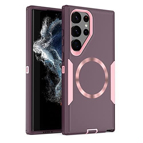showdd Designed for Samsung Galaxy S24 Ultra Case,Magnetic,Double Drop Protection Heavy Duty,Compatible with MagSafe,Dustproof,No Fading, No Yellowing,for Men Women, Purple Rose Gold