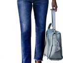Sidefeel High Waisted Jeans for Women Trendy 2024 Strechy Straight Leg Denim Pants with Pockets Blue Size 12