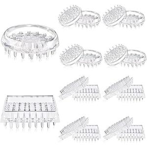 Queekay 18 Pieces Carpet Protector Spiked Plastic Caster Cups Round and Square Comfortable Touch Caster Cup Spiked Furniture Protector for Sofas, Tables, Chairs Offices Bookcases Other