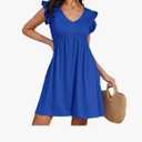 Jayscreate Women's Tie V Back Baby Doll Dress Backless Pocket 2025 Trendy Ruffle Sleeve Summer Casual T Shirt Dress, S