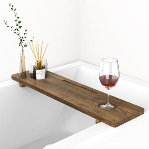 Premium Bathtub Tray, Large & Thick Bath Tub Tray, Solid Acacia Wood Bath Tray for Tub, Bathtub Tray Caddy with Adjustable Legs, Anti-Tipping, Bathtub Accessories, Fits Most Bath Tubs, Idea for Women