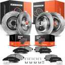 A-Premium Front Vented & Rear Solid Disc Brake Rotors + Ceramic Pads Kit Compatible with Honda and Acura Models - Pilot 2009-2015, MDX 2007-2013, ZDX 2010-2013, 12-PC Set