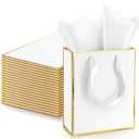 Yeaqee 12 Pack Metallic Paper Gift Bags with Handle and Tissue 9x7x3.1 Gold Foil Welcome Favor Bags Return Gifts for Wedding Fall 5 Senses Valentine Bridesmaid Birthday(White Gold)