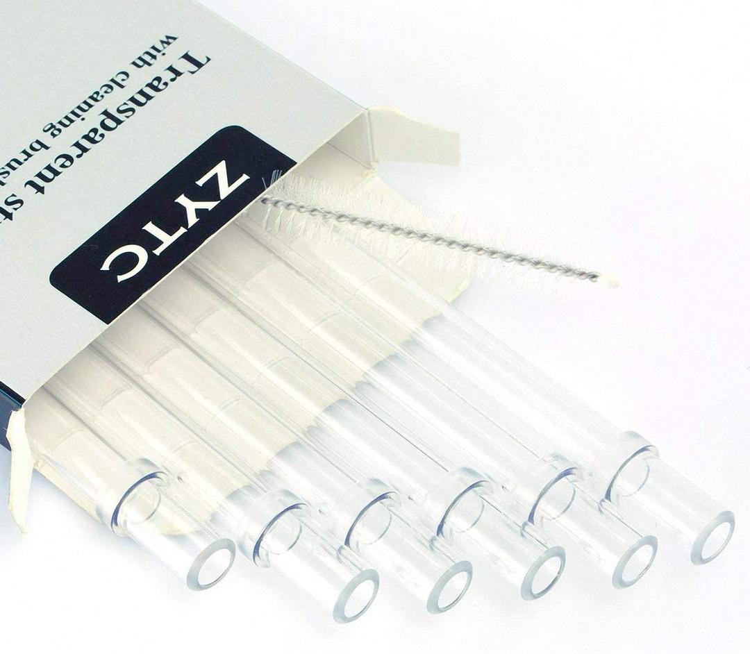 ZYTC Straws for YETI Cup 30-42oz, Reusable Clear Transparent Drinking Straws Replacement for YETI Straw Lids, Set of 6 with 2 Cleaning Brushes