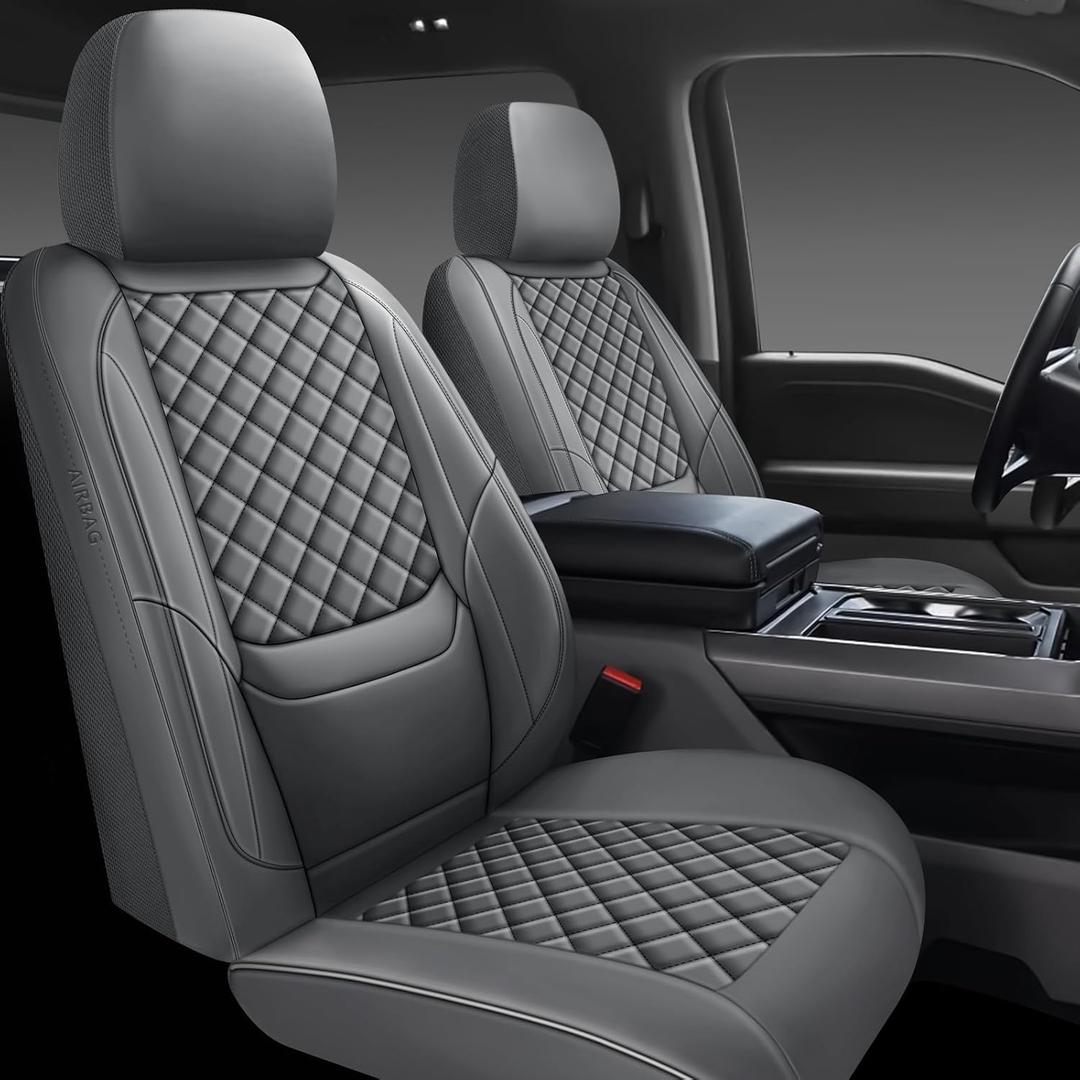 Full Coverage Leather Car Seat Covers Full Set,Waterproof Seat Covers for Cars,SUVs Trucks, Car Seat Cushion,Car Seat Protector with 5 Seats Grey, Full Set (Front and Rear-5 Seats)