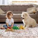 Ileading Bohemian Vintage Area Rug 5x7ft,Machine Washable Low-Pile Living Room Accent Carpet Non-Shedding rugs for Bedroom Non-Slip Floor Throw Rugs for Kitchen,Dining Room,Kids Playroom(Beige&Orange)