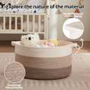 OIAHOMY 105L Blanket Basket for Living Room, Large Basket 23.6" x 23.6" x 14.6" with Handle, Laundry Hamper for Blankets, Pillows, Toy Storage for Kids, Dogs - Gradient Brown