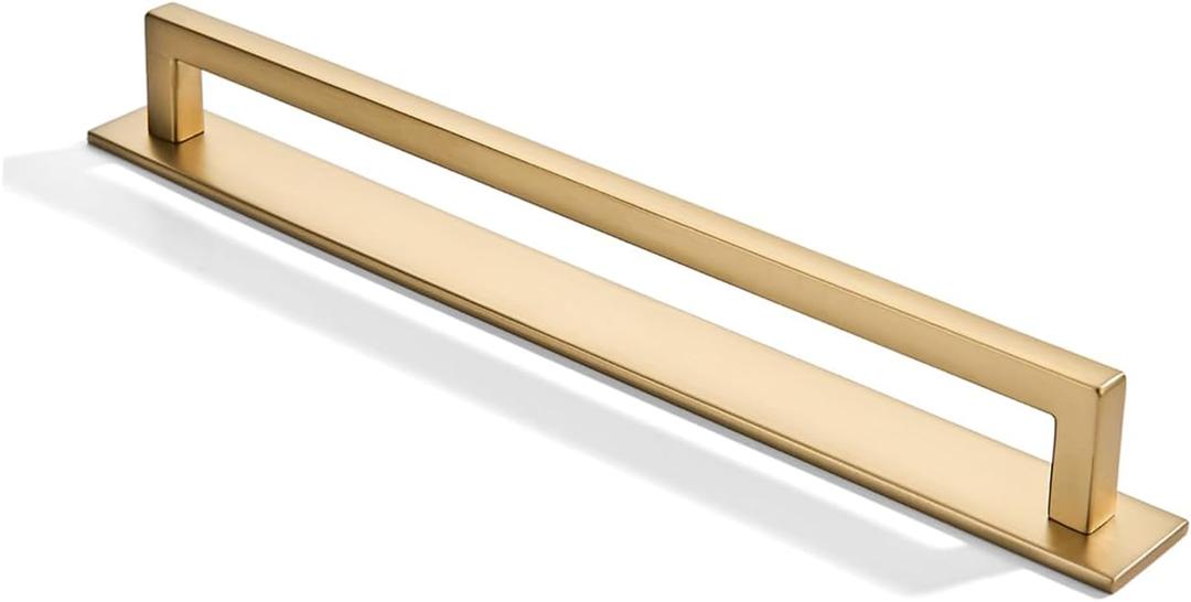 khtumeware 5 Pack 10 Inch Hole Center Champagne Bronze Cabinet Pull with Backplate Solid Heavy-Duty Handles with Base Plate Cabinet Hardware Drawer Pulls Kitchen Cabinet