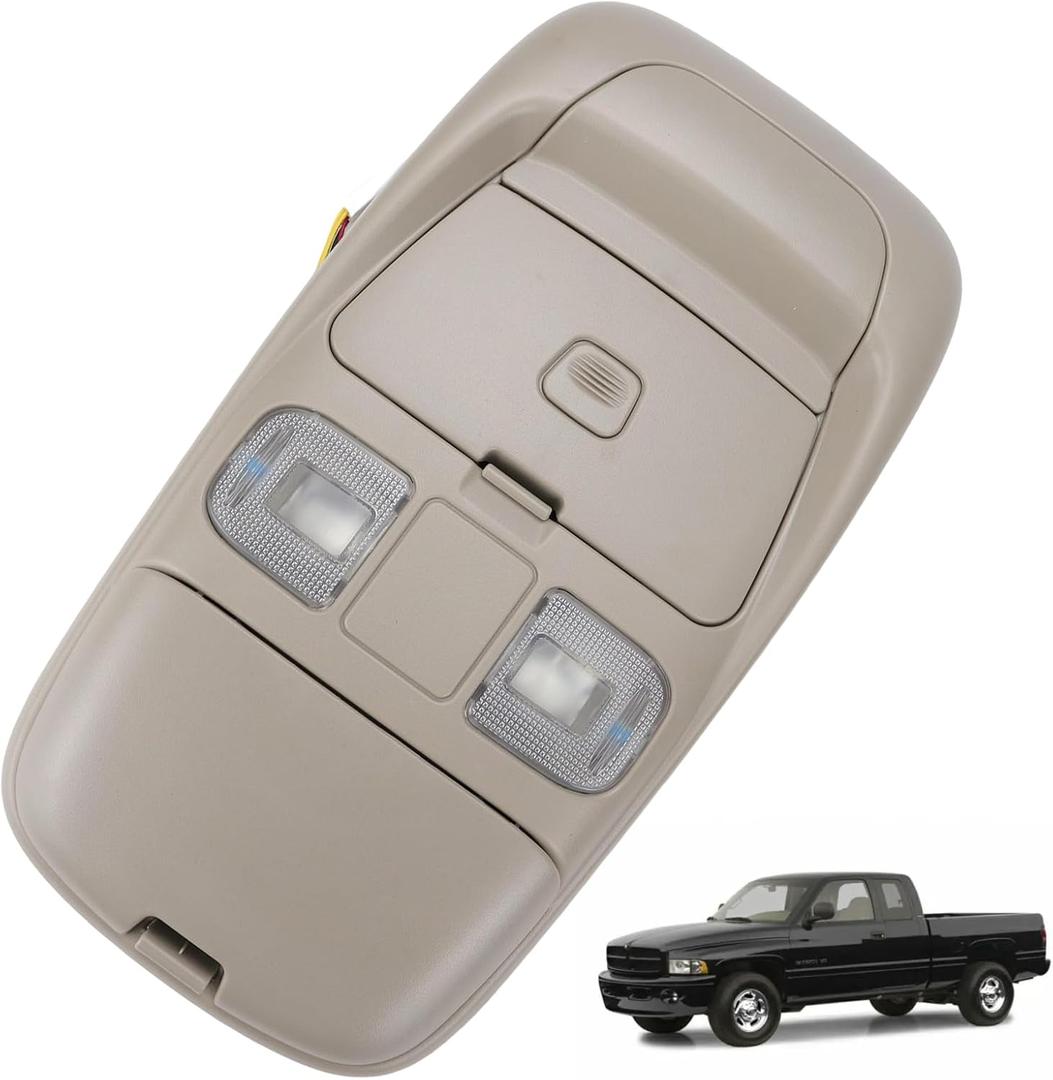 LED Overhead Console Assembly Compatible with Dodge Ram 1500 2500 3500 1998-2002 Cab Interior Ceiling Dome Map Reading Light Lamp Map Lights