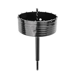 160mm / 6.3 inch Concrete Hole Saw with 220mm SDS Plus Connecting Rod, Cement Hole Saw for Concrete Cement Brick Wall Stone, Black (160mm (6.3 inch))
