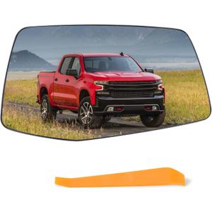 Right Passenger Side Mirror Glass Compatible With 2019 2020 2021 2022 2023 2024 2025Chevy Silverado 1500 GMC Sierra 1500 With backing plate Heated (with a tool) Replace# GM1325159 84309709