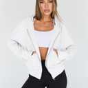 Trendy Queen Womens Zip Up Hoodies Cropped Jackets Fall Outfits 2026 (White, L)