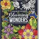 Mindful Palette Color by Number Adult Coloring Book - 30 Unique Floral Nature Number Designs, Spiral Bound, Thick Paper for Alcohol Markers, Hard Cover, Relaxation Books Gift for Adults and Woman