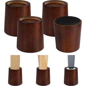 KOIKEY Furniture Raisers Bed Risers - 4 Inch Wooden Circle Heavy Duty Furniture Height Extenders Lifts for Sofa Couch Desk Chair Table Base Raising Space, Convenient Store and Cleaning, Pack of 4