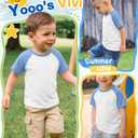 Yooo's Vivi Baby Boys Baseball Shirts, White/Sky Blue, 4-5t