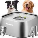 Upgrade No Spill Water Bowl for Dogs, 135oz/4L All Stainless Steel Dog Water Bowl with Non-Slip Base, Spill Proof for Medium Large Messy Drinkers, Anti Splash, Slow Drinking, Slobber Stopper, Silver