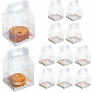 15-Pack Individual Cupcake Containers with Handles, Food-Grade PET Single Cupcake Boxes | 4x4x6 Inch Clear Gable Boxes for Bakery, Party Favors & Retail15