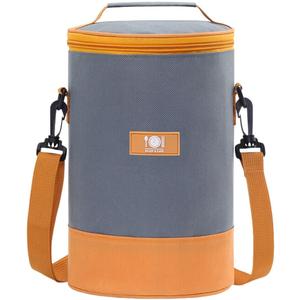 XINGNIAO Japanese Style Round Bento Bag, Large Capacity Insulated Waterproof Lunch Tote Lunch Bag (Orange)