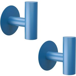 Snailhouse Adhesive Towel Hooks for Hanging, 2 Pack Decorative Sticky Heavy Duty Stainless Steel Bath Robe Wall Hook Hanger for Bathrooms, Kitchen, Blue
