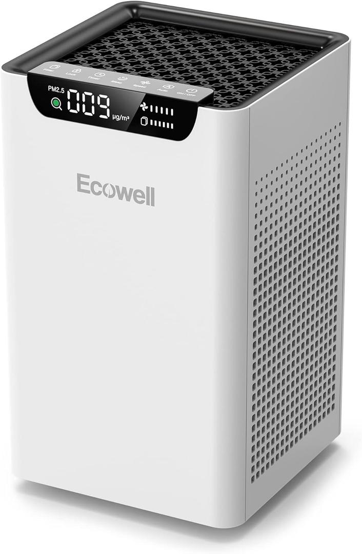 ECOWELL Air Purifiers for Home Large Room Bedroom Fit Up to 1185 Sq Ft Room W/Auto Sensor, Dual Sides Air Intake,True HEPA Filters Capturing 99.97% the Dust Pet Hair Smoke Pollen Odor EAP260, White