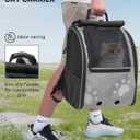 Cat Backpack Carrier with Comfort Handle, Ventilated Cat Backpack with Reflective Strips, with Chest and Shoulder Buckles, Foldable Cat Carrying Backpack for Kitty Small Dog up to 15lbs(Grey).