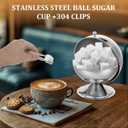 Stainless Steel Sugar Bowl with Roll Top, Stainless Steel Spherical Candies Bowl with 4.33 Inch Sugar Tong, Sugar Cube Holder, Candy Jar Cookies Mints Holder Bowl for Home Kitchen, Office, Parties