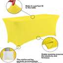 IVAPUPU 2 Pack 6FT Table Cloth for Rectangular Fitted Events Stretch Yellow Table Covers Washable Spandex Tablecloth Protector for Party, Wedding, Cocktail, Banquet, Festival, 6 Ft - 2 Pcs