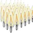 LED Candelabra Bulbs 25W Equivalent Dimmable E12 LED Bulb 2700K Soft Warm White, 2W 200LM Flame Tip CA10 LED Candle Bulb for Chandelier Wall Sconce 24-Pack.